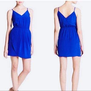 Amanda Uprichard Blue Silk Faux wrap Dress S